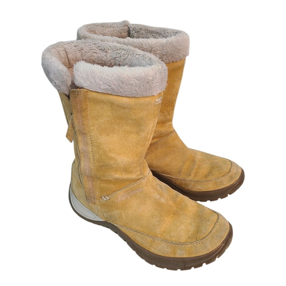 Helly Hansen Suede Boots 6.5 Faux Fur Lined Side Zip Gorpcore Apres Ski Y2K Warm